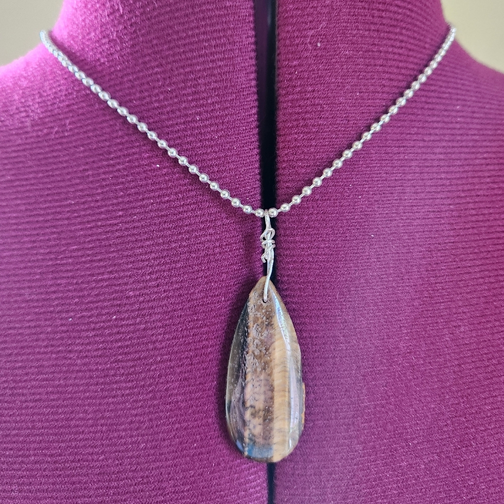 Tiger's Eye silver chain necklace